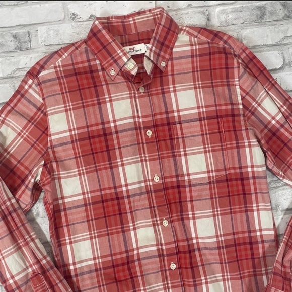 Vineyard Vines Red Purple Plaid Long Sleeve Button Collar Shirt 8 LNWOT - Picture 9 of 10